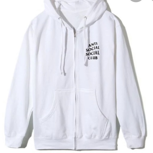 Anti Social Social Club Tops - anti social social club zip up hoodie in white